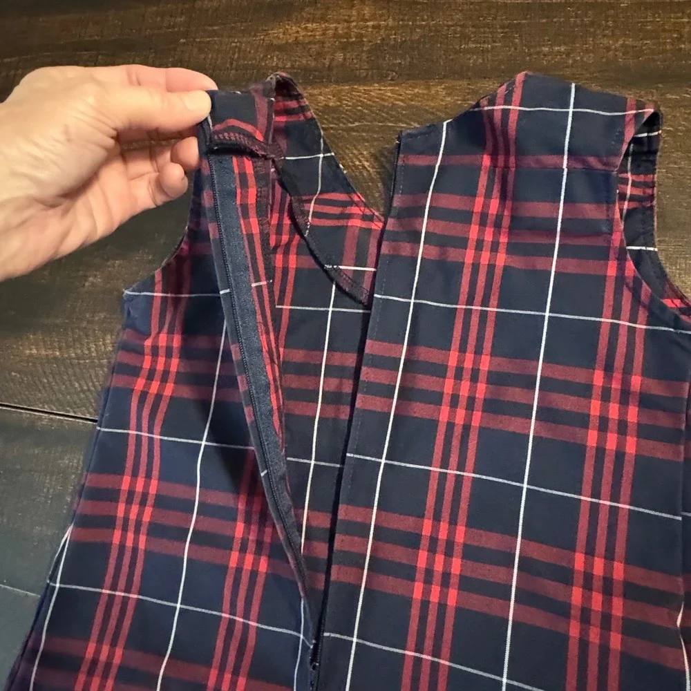 Dennis Uniform Plaid Pleated School Jumper Dress Navy Red 7 Girl Academic Preppy